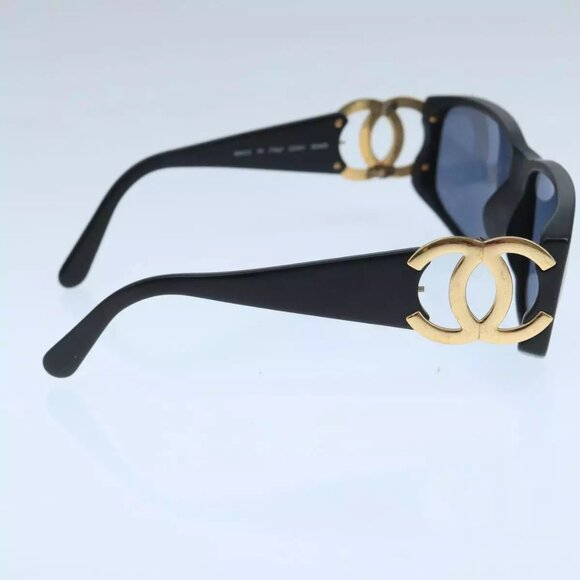 CHANEL Sunglasses plastic Black CC Auth main image 6